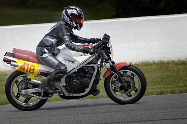 Andrea and the NS250 at Mosport in 2006