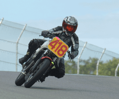 Andrea in Turn 2 at Mosport on the NS 250 F # 418