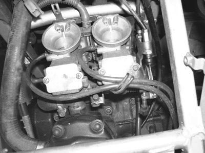 NS250 Carburetors as seen from above