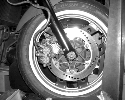 Honda NS 250 front wheel as seen from right side
