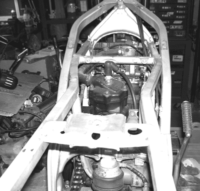 NS250F motor seen through the frame from above