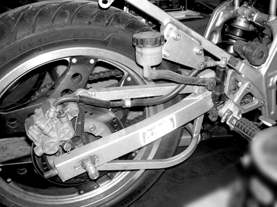 NS250F rear wheel and swing-arm