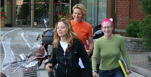 Dirty girls on Hondas team Aliki, Barb and Andrea