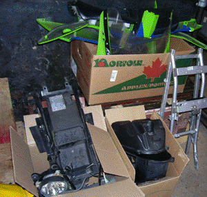 ZXR 250 Kawasaki teardown - a half a days worth of parts in the boxes