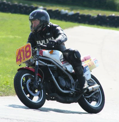 Tim on Andrea's Honda NS250F at the RDT in July 2008