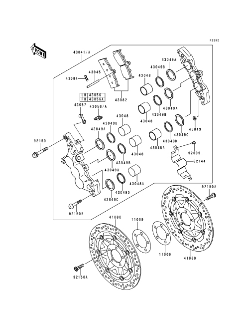 ZRX 1100 Front Brake Parts Diagram